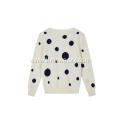 Girl's Knitted Angry Cat and Dots Jacquard Pullover